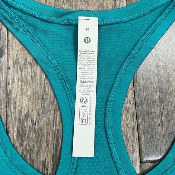 Lululemon NWT Swiftly Tech Racerback Tank Top 2.0 *Waist Length Sonic Teal - Picture 7 of 12